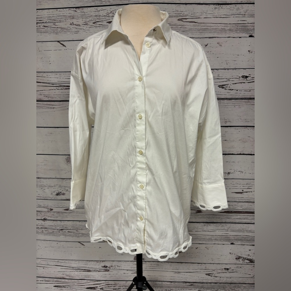 James Perse White Button-Up Blouse